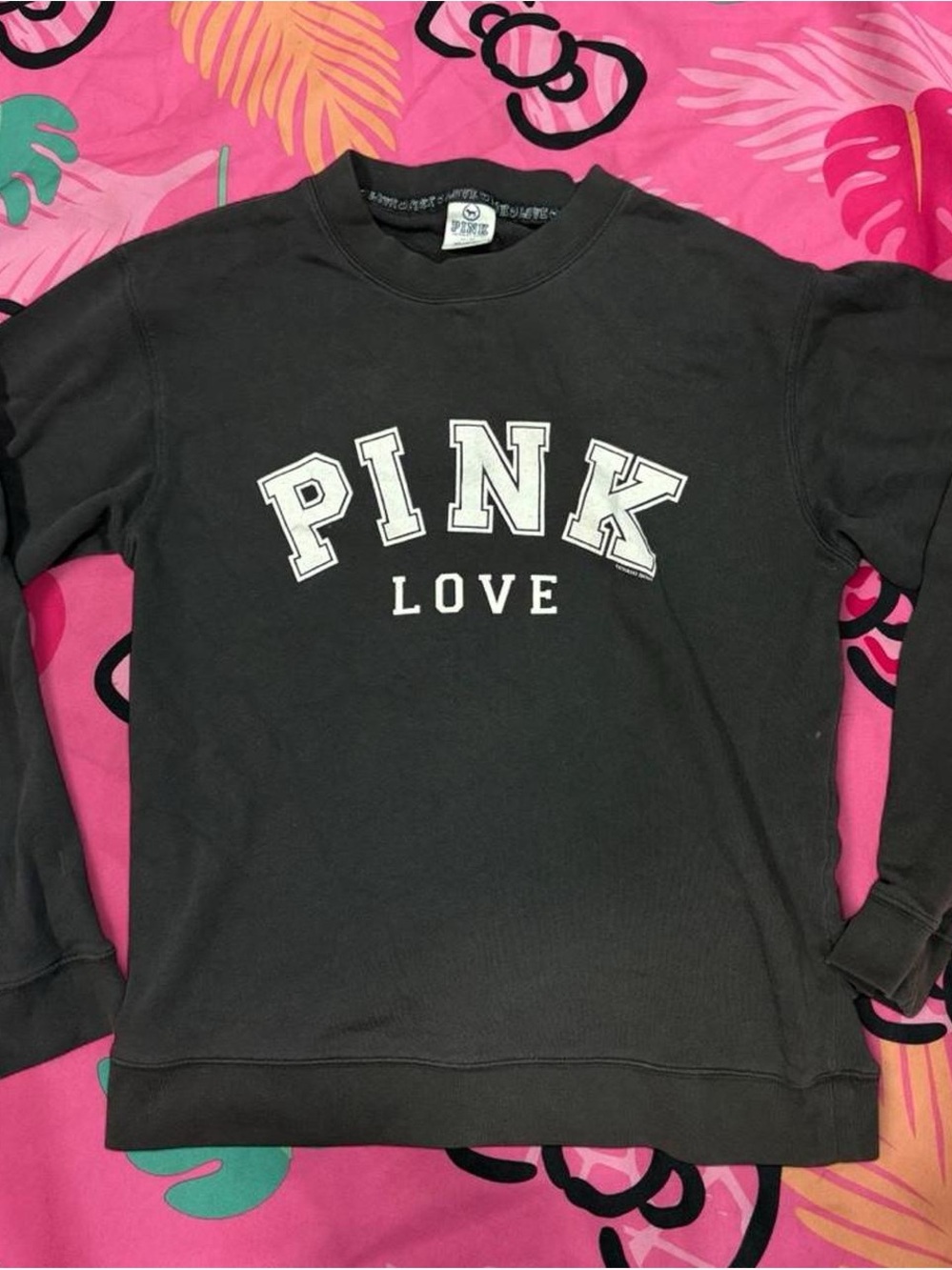 PINK Victoria's Secret Black Sweatshirt with White Tag